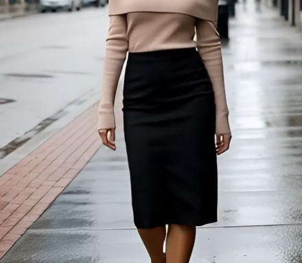 H라인 미디 슬릿 스커트